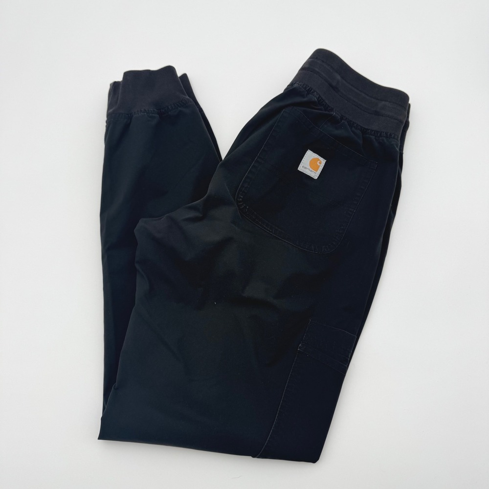 Carhartt Force Women Black Scrub Jogger Pants Cargo Pockets Rugged Flex